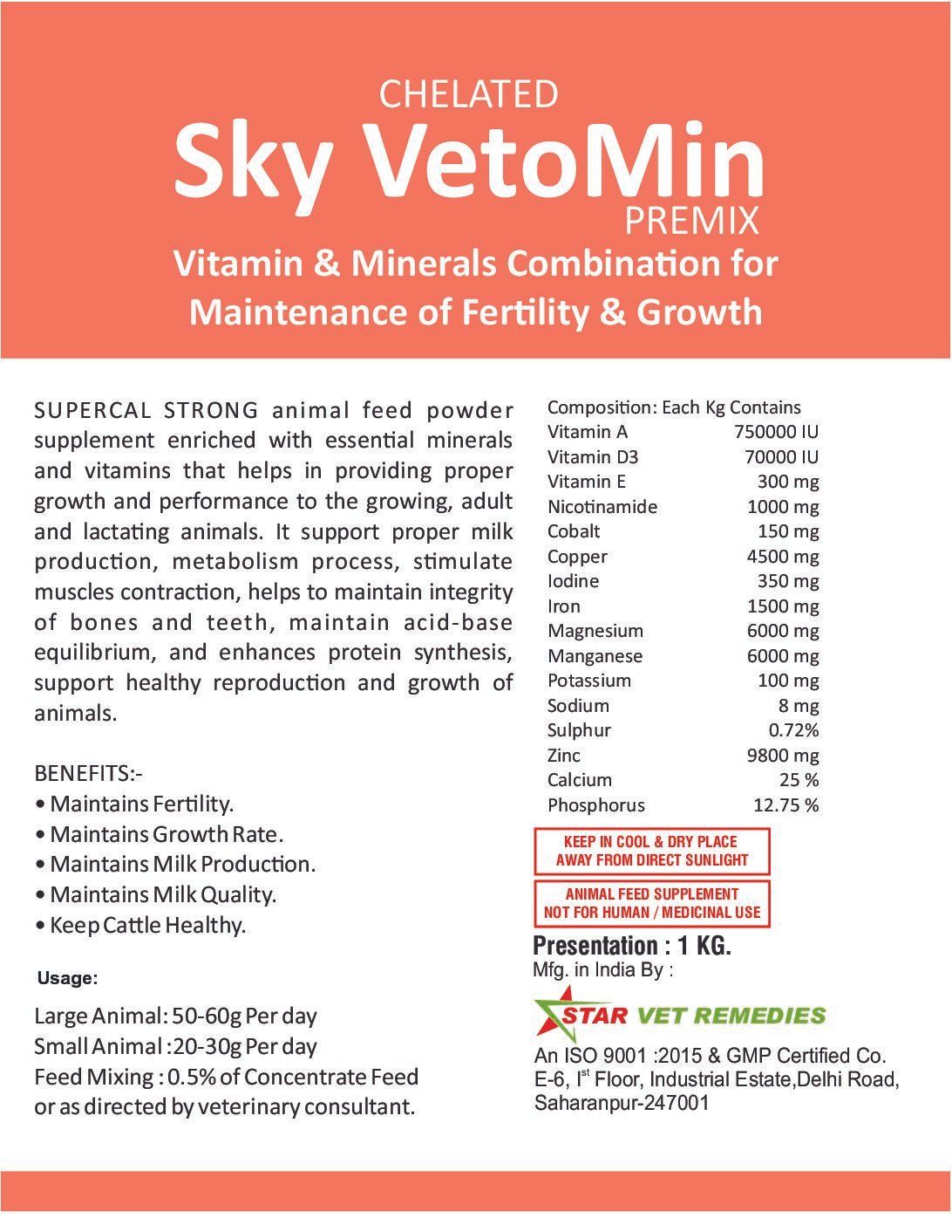 Chelated Sky Vetomin Premix